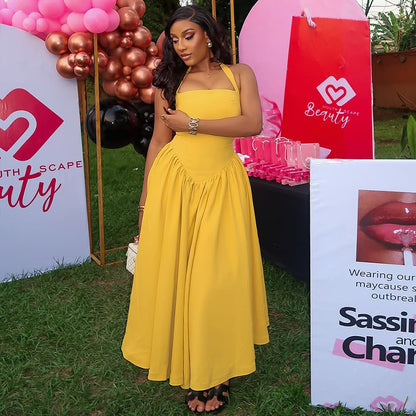 Elegant Commuter Fit-and-Flare Pleated Sleeveless Dress