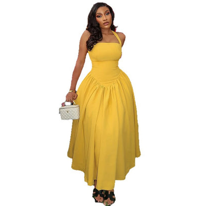 Elegant Commuter Fit-and-Flare Pleated Sleeveless Dress