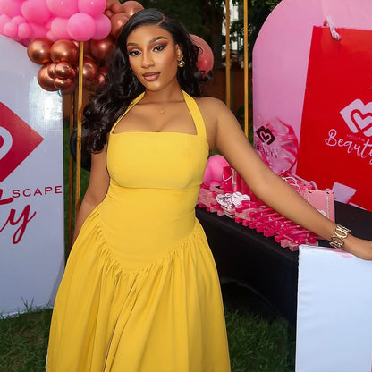 Elegant Commuter Fit-and-Flare Pleated Sleeveless Dress