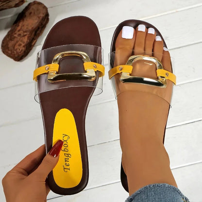 Summer New Flat Metal Strap Sandals