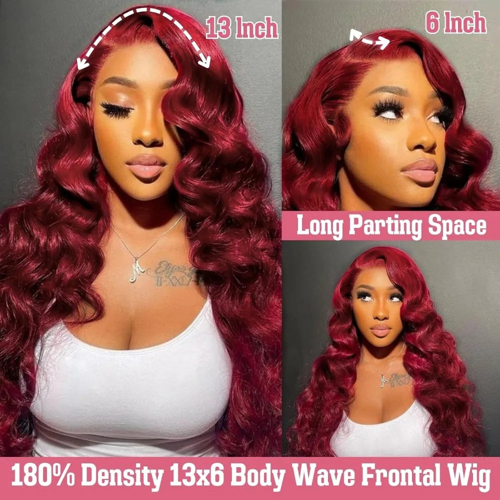 99J Burgundy Lace Frontal Wig  Pre Plucked