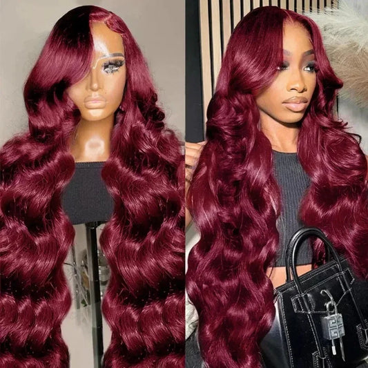99J Burgundy Lace Frontal Wig  Pre Plucked