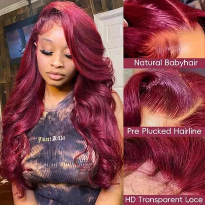 99J Burgundy Lace Frontal Wig  Pre Plucked