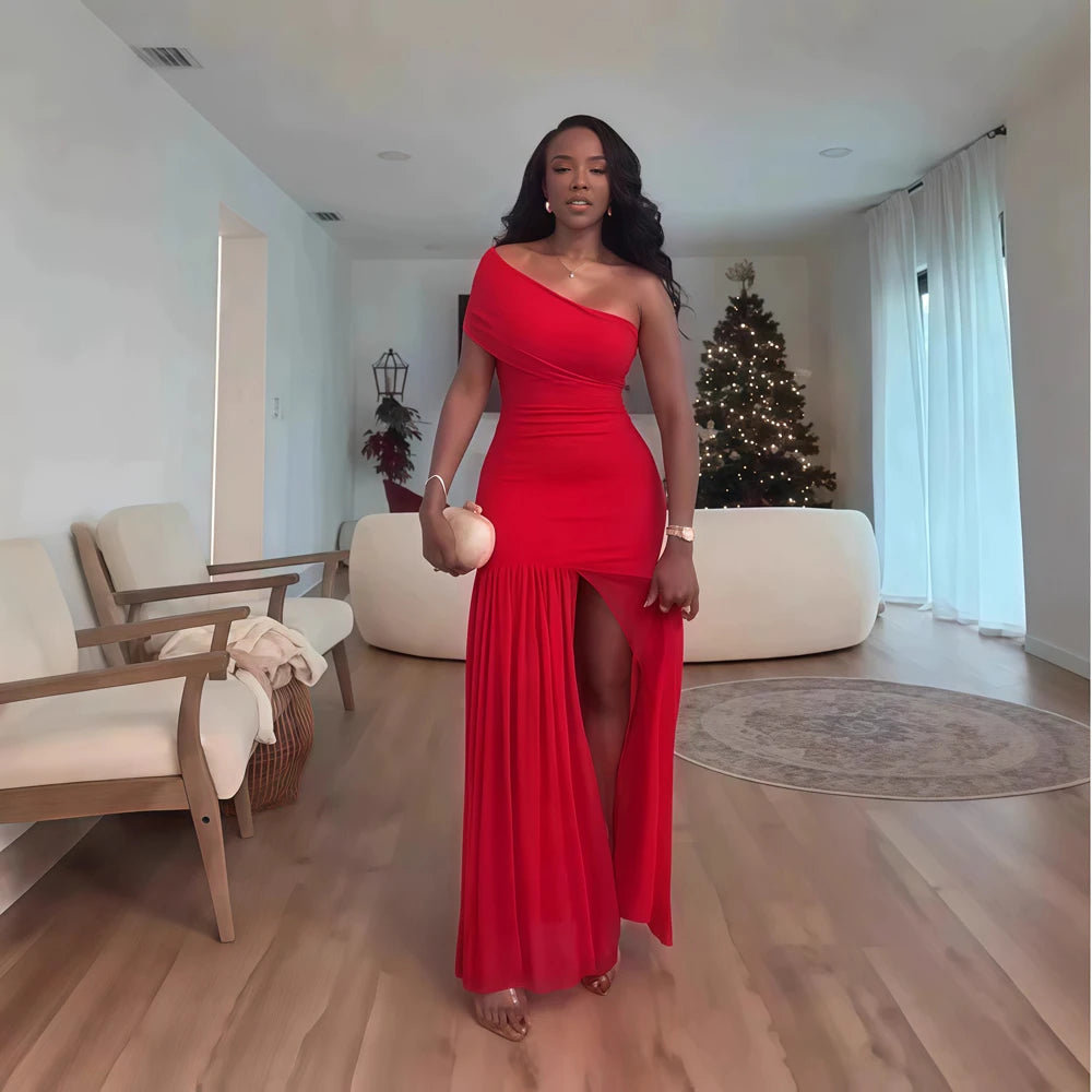 Maxi Dress for Women Elegant Mesh Slit Long Dresses