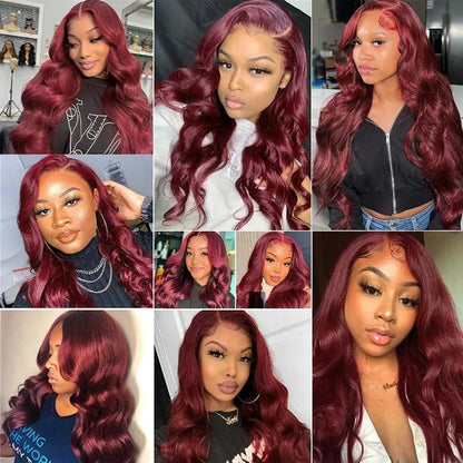 99J Burgundy Lace Frontal Wig  Pre Plucked