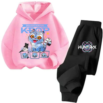 New children's hooded sweater set Print 2 pieces