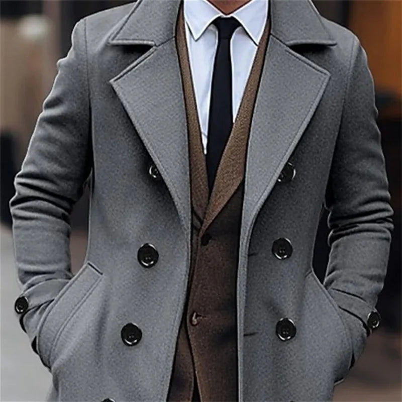 Autumn Winter Men's Woolen Coats Long