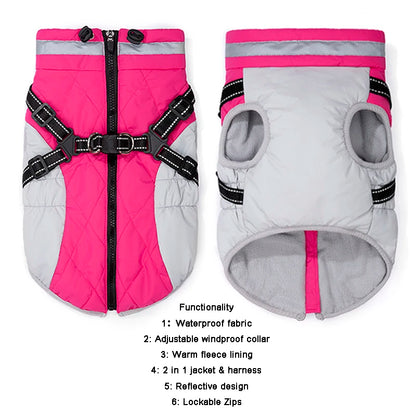 Waterproof Pet Jacket With Harness