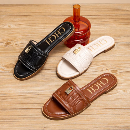 Flat Shoes  Solid Color Sandals Simple Fashion Slippers