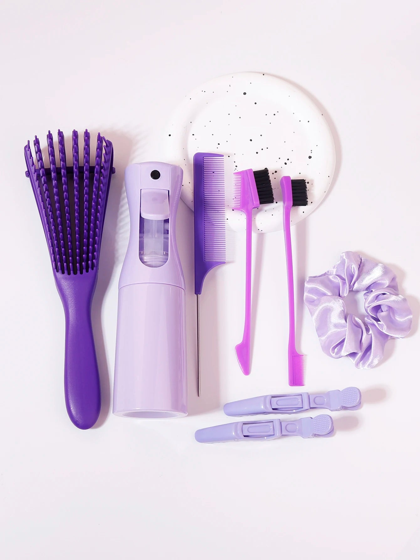 8-piece hair brush set spray bottle mouse tail comb hair edge