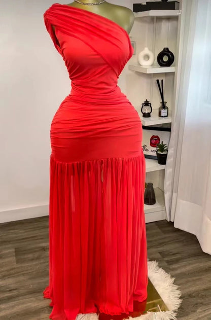 Maxi Dress for Women Elegant Mesh Slit Long Dresses