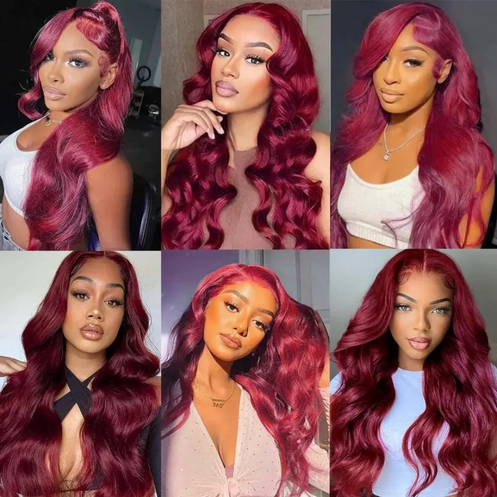 99J Burgundy Lace Frontal Wig  Pre Plucked