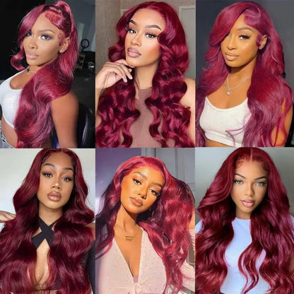 99J Burgundy Lace Frontal Wig  Pre Plucked