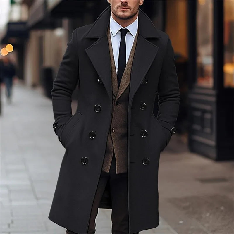 Autumn Winter Men's Woolen Coats Long