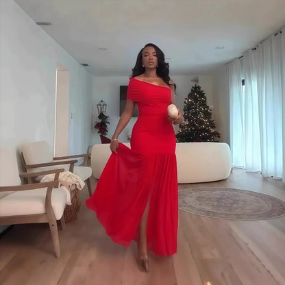 Maxi Dress for Women Elegant Mesh Slit Long Dresses