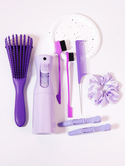 8-piece hair brush set spray bottle mouse tail comb hair edge
