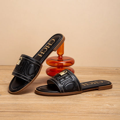 Flat Shoes  Solid Color Sandals Simple Fashion Slippers