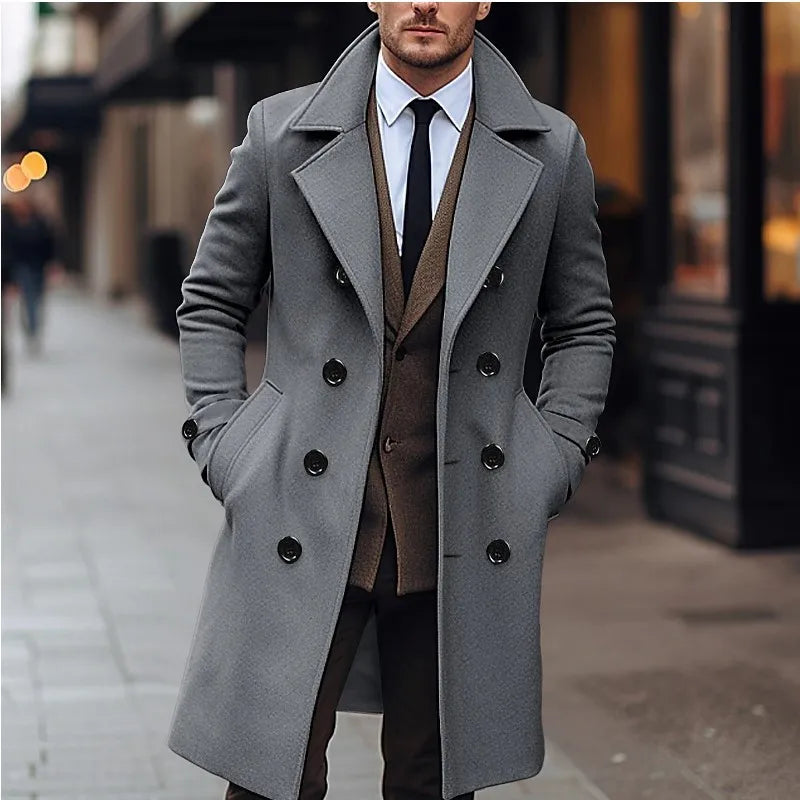 Autumn Winter Men's Woolen Coats Long