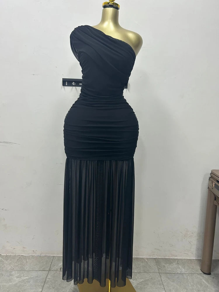 Maxi Dress for Women Elegant Mesh Slit Long Dresses