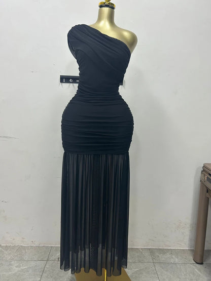 Maxi Dress for Women Elegant Mesh Slit Long Dresses