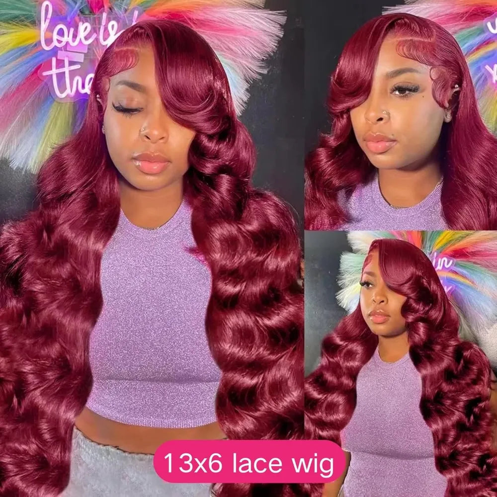 99J Burgundy Lace Frontal Wig  Pre Plucked