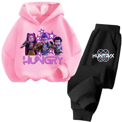 New children's hooded sweater set Print 2 pieces