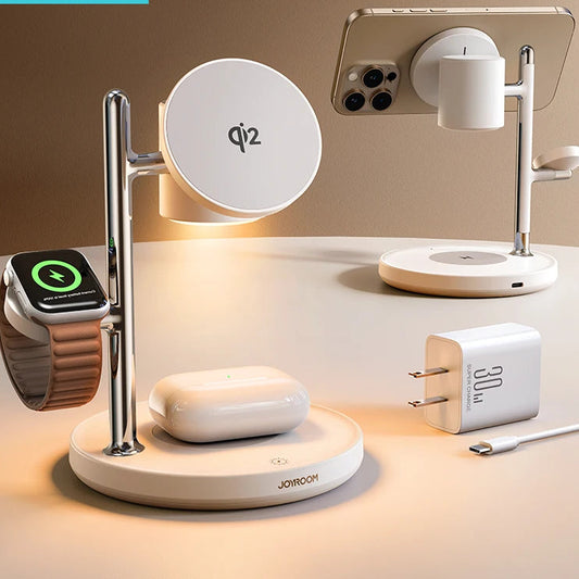 Wireless Charger Magnetic Charging Station For iPhone 16-12 Series For iWatch For AirPods
