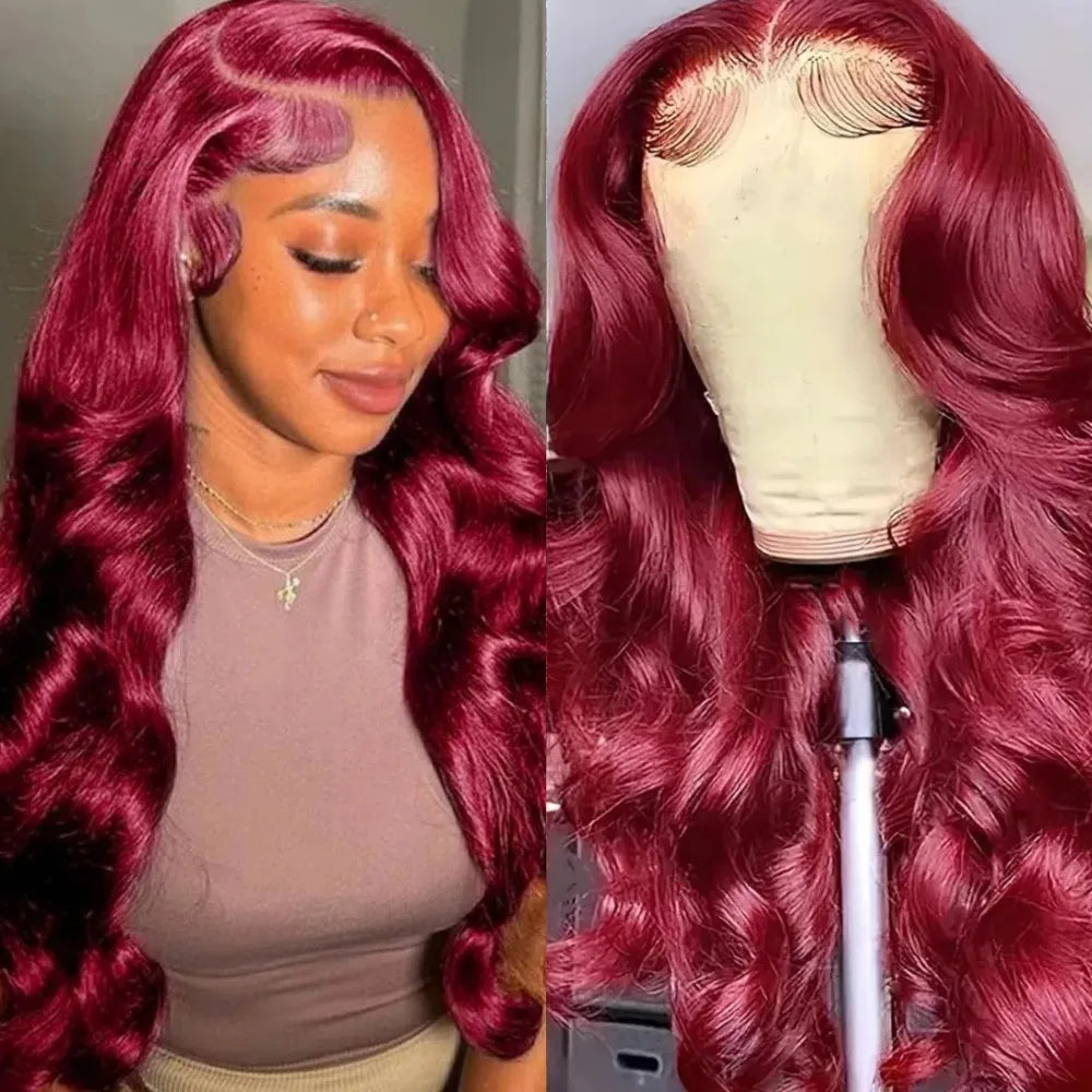 99J Burgundy Lace Frontal Wig  Pre Plucked