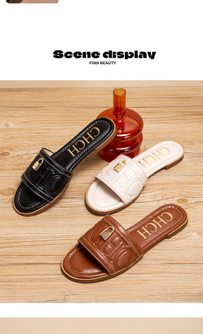 Flat Shoes  Solid Color Sandals Simple Fashion Slippers