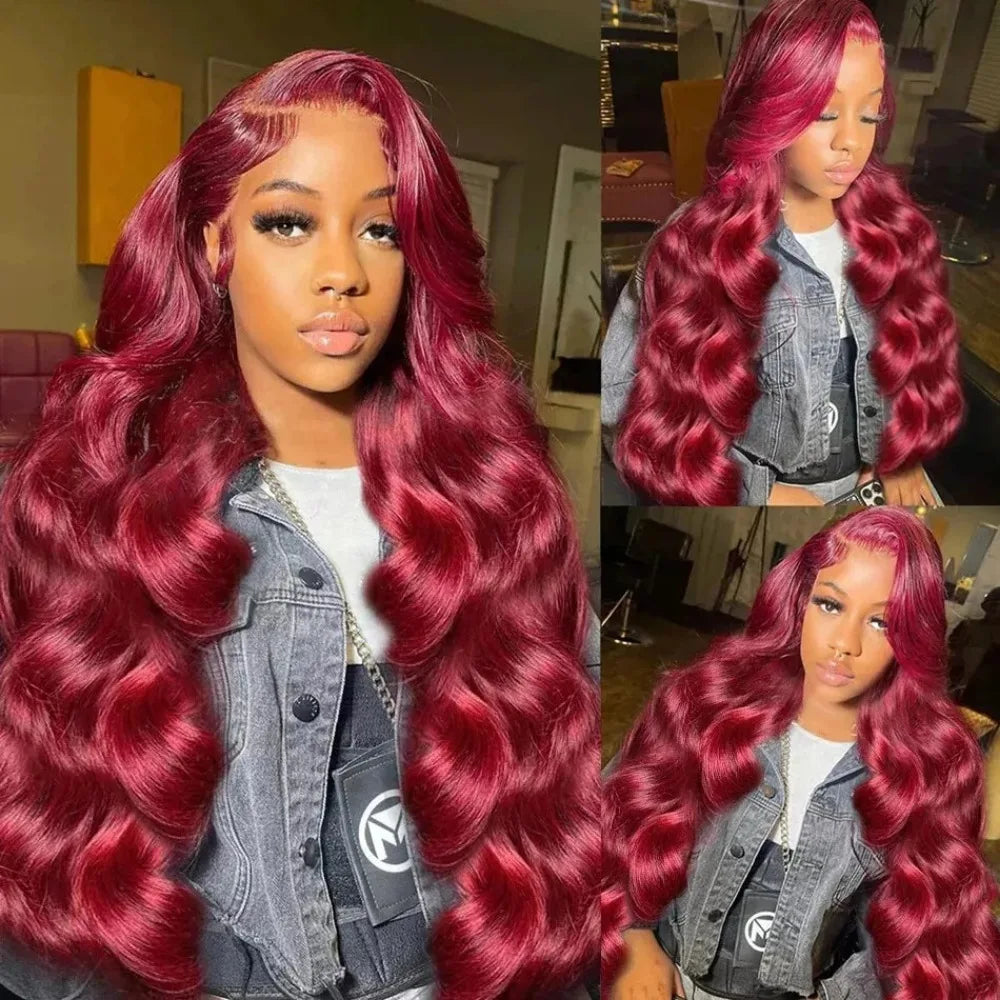 99J Burgundy Lace Frontal Wig  Pre Plucked