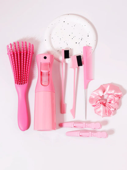 8-piece hair brush set spray bottle mouse tail comb hair edge