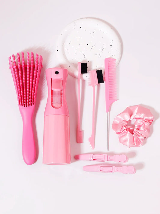 8-piece hair brush set spray bottle mouse tail comb hair edge