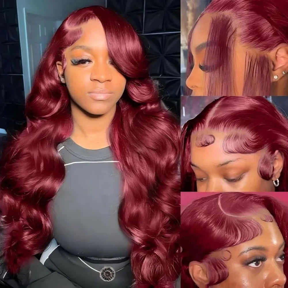 99J Burgundy Lace Frontal Wig  Pre Plucked