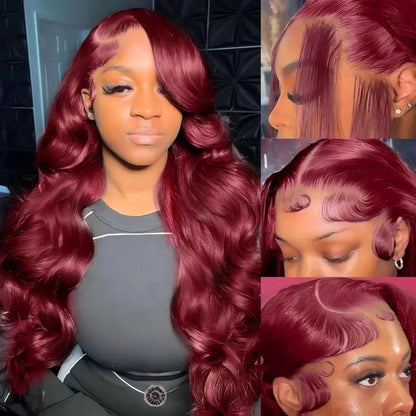 99J Burgundy Lace Frontal Wig  Pre Plucked