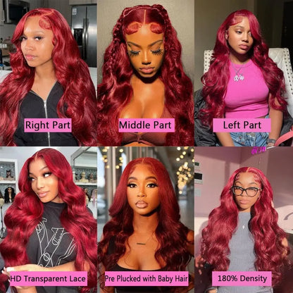 99J Burgundy Lace Frontal Wig  Pre Plucked