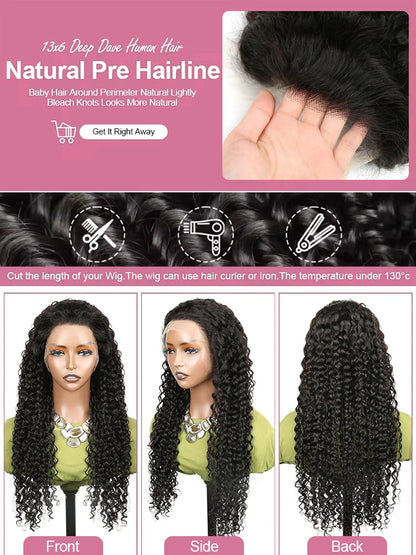 Deep Wave Frontal Wig  Glueless