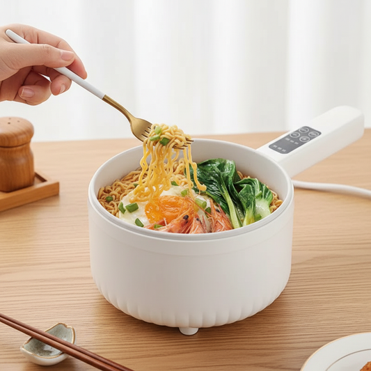 Compact Electric Cooking Pot with Steamer – Fast & Easy Meals