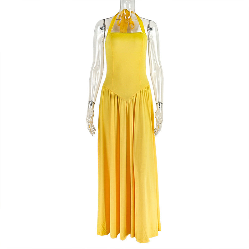 Elegant Commuter Fit-and-Flare Pleated Sleeveless Dress